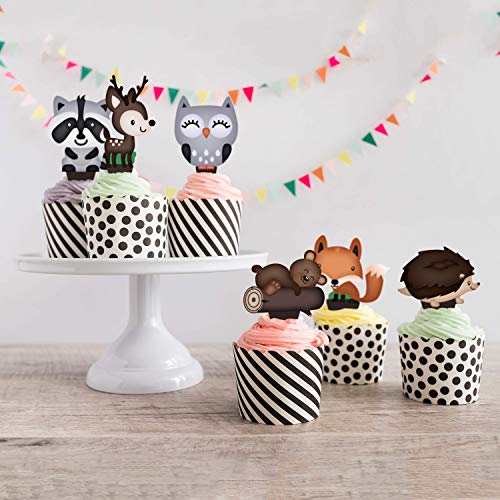 Woodland Cupcake Topper Decorations 48 Pcs - Great For Cake - Fo