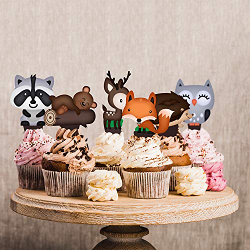 Woodland Cupcake Topper Decorations 48 Pcs - Great For Cake - Fo