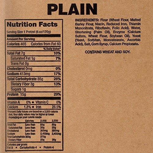 Pretzelhaus Bakery Authentic Bavarian Plain Soft Pretzel, Pack O