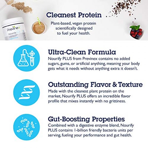Previnex Nourify PLUS Plant Based Protein Shake - All Natural Ve...