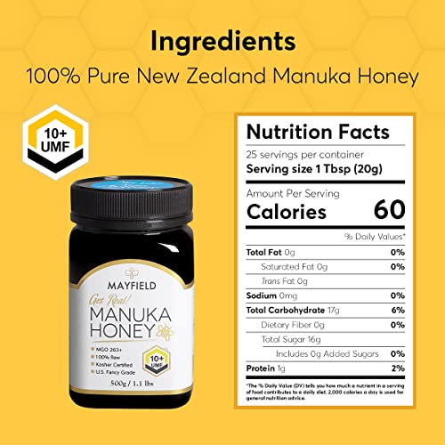 PRI Mayfield Manuka Honey UMF 10+, MGO 263+ New Zealand Raw Mono...