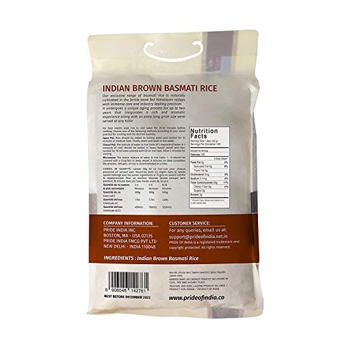 Pride Of India - Extra Long Indian Premium Brown Basmati Rice, 1