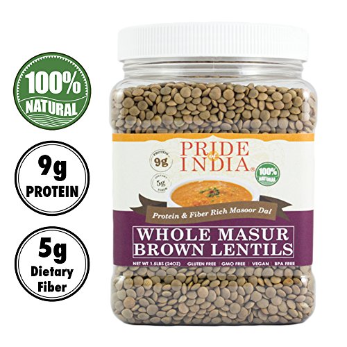 Pride Of India - Indian Whole Brown Crimson Masur Lentils - Prot
