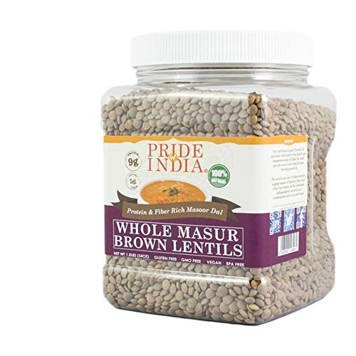 Pride Of India - Indian Whole Brown Crimson Masur Lentils - Prot