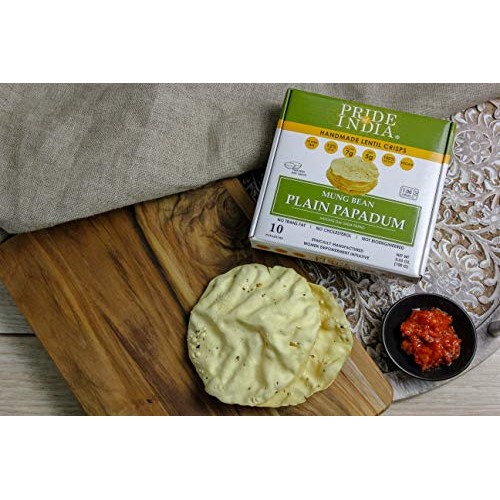 Pride Of India - Mung Bean Plain Papadum Lentil Crisp, 10 Count