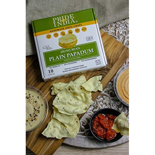 Pride Of India - Mung Bean Plain Papadum Lentil Crisp, 10 Count