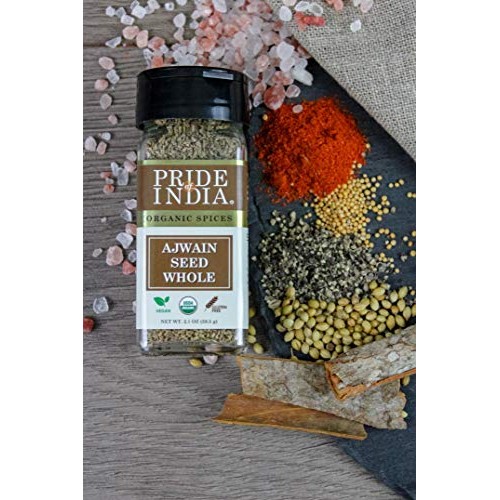 Pride Of India - Organic Ajwain Seed Whole, 2.1 Oz 60 Gm Dual