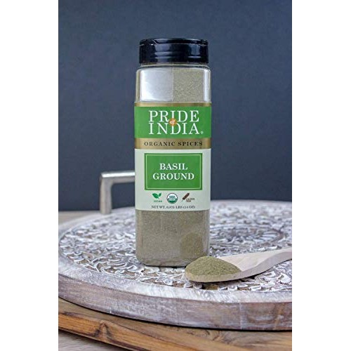 Pride Of India- Organic Basil Leaf Ground- 14 Oz 397 Gms Dual