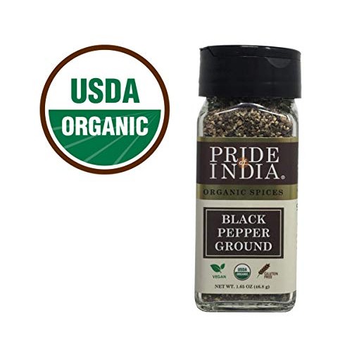 Pride Of India- Organic Black Pepper Ground - 1.65 Oz 47Gm Sma