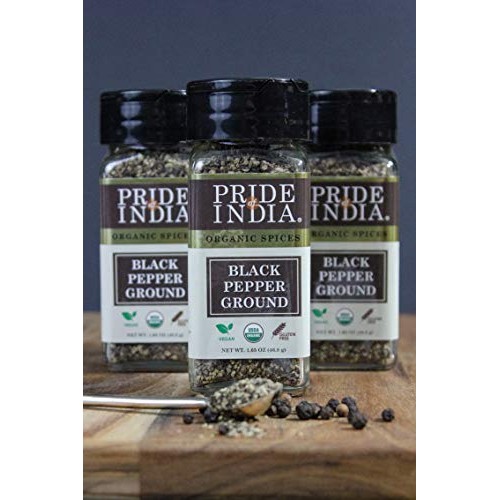 Pride Of India- Organic Black Pepper Ground - 1.65 Oz 47Gm Sma