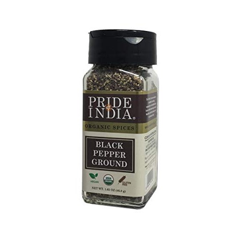 Pride Of India- Organic Black Pepper Ground - 1.65 Oz 47Gm Sma