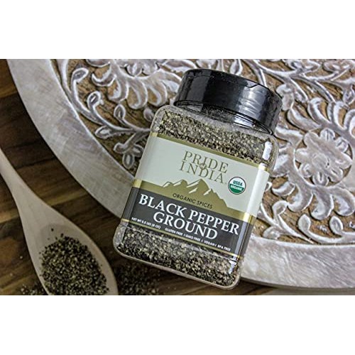 Pride Of India- Organic Black Pepper Ground - 8 Oz 227Gm Large