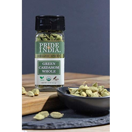 Pride Of India - Organic Green Cardamom Whole- 1.3 Oz 37 Gm Du