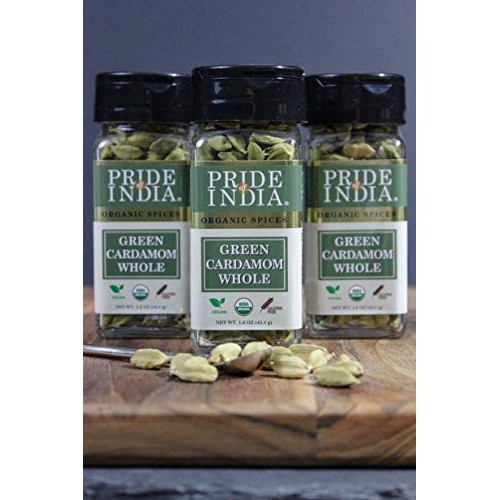 Pride Of India - Organic Green Cardamom Whole- 1.3 Oz 37 Gm Du