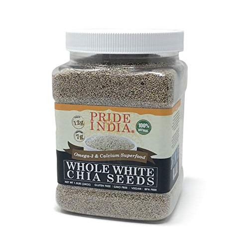 Pride Of India - Whole White Chia Seeds Raw Natural - 1.5 Pound