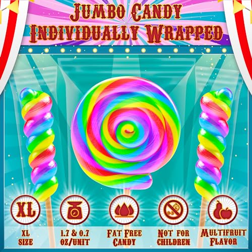 Large Rainbow Lollipops Swirl & Round Lollipops 12pk- Large Loll...