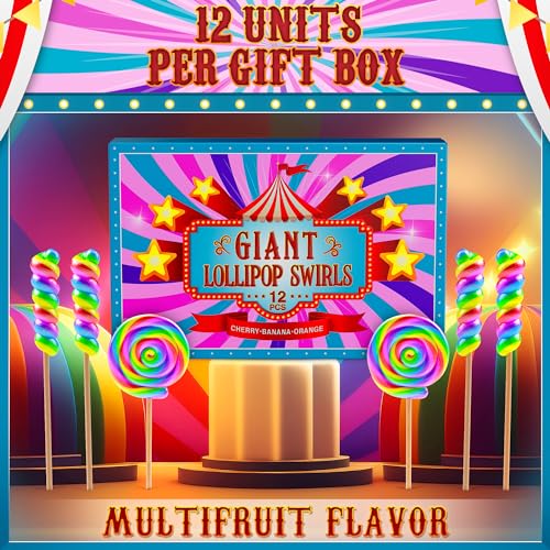 Large Rainbow Lollipops Swirl & Round Lollipops 12pk- Large Loll...