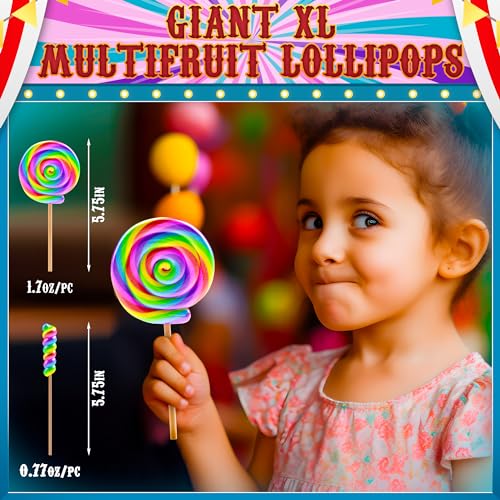 Large Rainbow Lollipops Swirl & Round Lollipops 12pk- Large Loll...