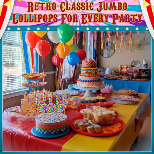 Large Rainbow Lollipops Swirl & Round Lollipops 12pk- Large Loll...