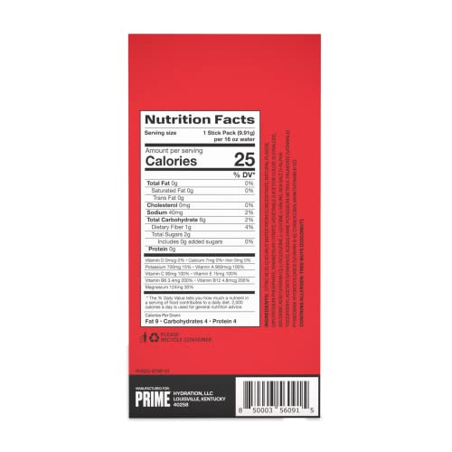 Prime Hydration+ Stick Pack, Electrolyte Drink Mix, 10% Coconut ...