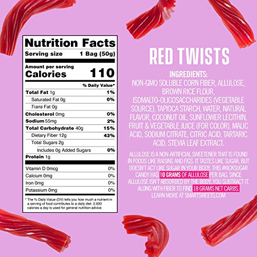Smart Sweets Red Twists 4 Pack Healthier Version Of Twizlers 92%