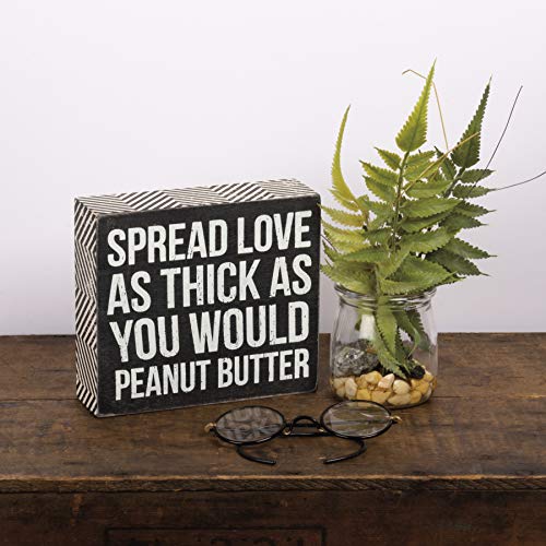 Primitives By Kathy Chevron-Trimmed Box Sign, 6 X 5.25-Inches, S