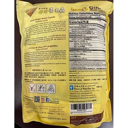 Prince of Peace Instant Ginger Honey Crystals with Lemon, 60 Sac...