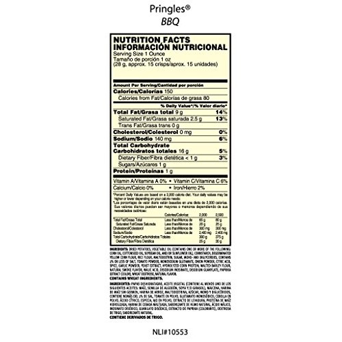 Pringles Barbeque Crisps, 1.40 Ounce -- 12 Per Case.