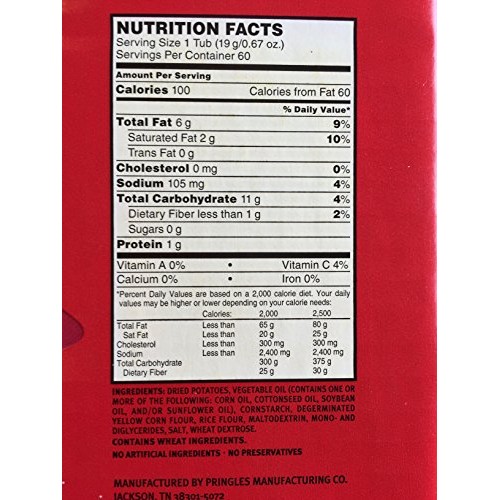 Pringles Original Snack Pack Tubs 60-0.67Oz