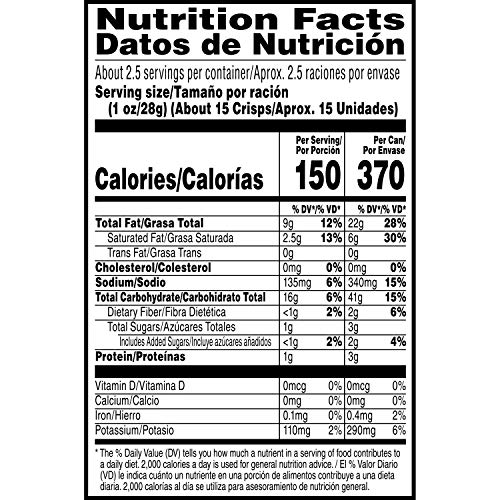 Pringles Potato Crisps Chips, Bbq Flavored, Grab And Go, 2.5 Oz Can