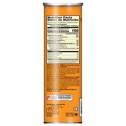 Pringles Potato Crisps Chips, Cheddar Cheese Flavored, 5.5 Oz Can