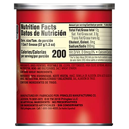 Pringles Potato Crisps Chips, Original, 1.3Oz 12 Count