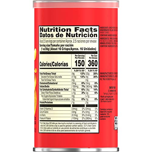 Pringles Potato Crisps Chips, Original, 2.3Oz 12 Count