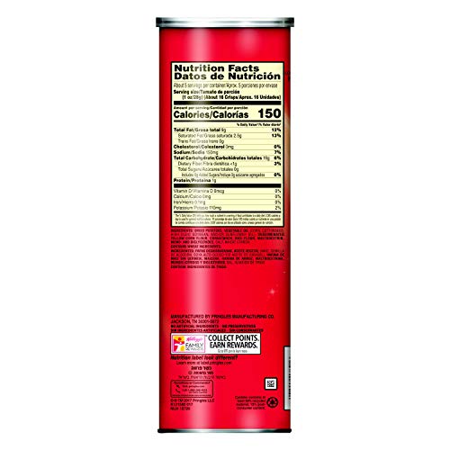 Pringles Potato Crisps Chips, Original Flavored, 5.2 oz Can