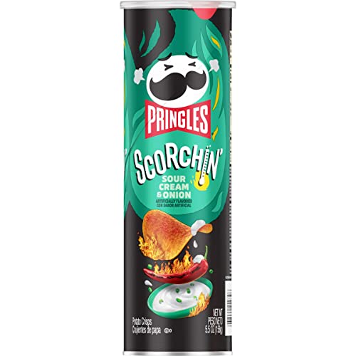 Pringles Scorchin Potato Crisps Chips, Sour Cream and Onion, Fi...