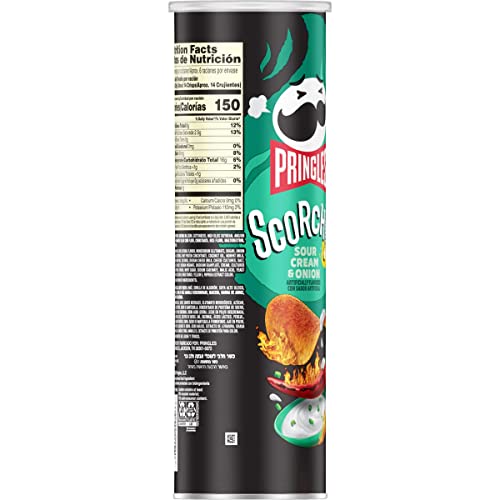 Pringles Scorchin Potato Crisps Chips, Sour Cream and Onion, Fi...
