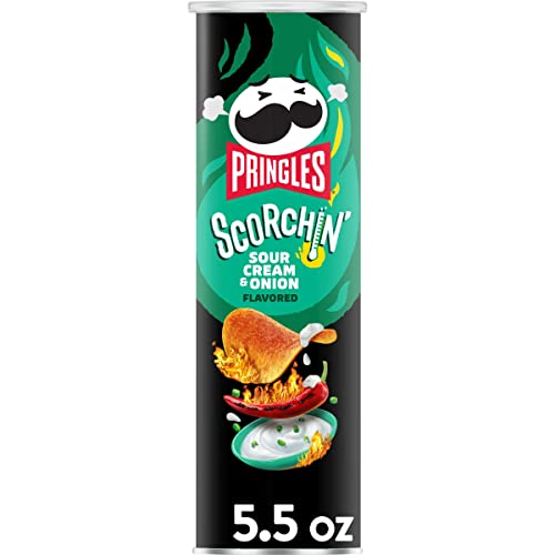 Pringles Scorchin Potato Crisps Chips, Sour Cream and Onion, Fi...
