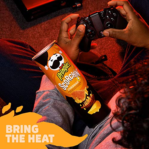 Pringles Scorchin Potato Crisps Spicy Chips, Cheddar, Fiery And