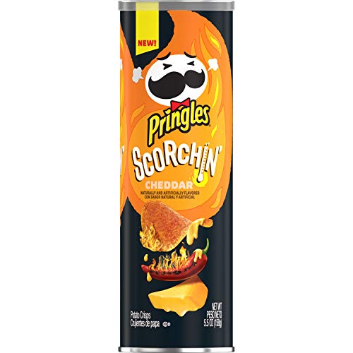 Pringles Scorchin Potato Crisps Spicy Chips, Cheddar, Fiery And