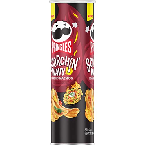 Pringles Scorchin Wavy Potato Crisps Chips, Lunch Snacks, Spicy...