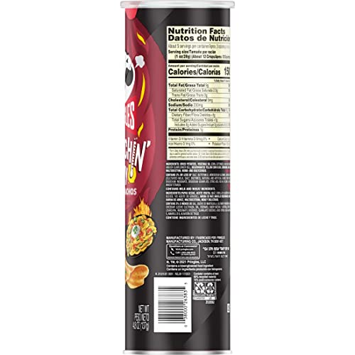 Pringles Scorchin Wavy Potato Crisps Chips, Lunch Snacks, Spicy...