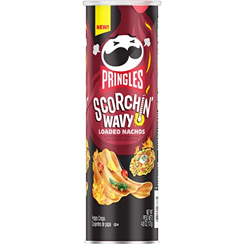 Pringles Scorchin Wavy Potato Crisps Chips, Lunch Snacks, Spicy...
