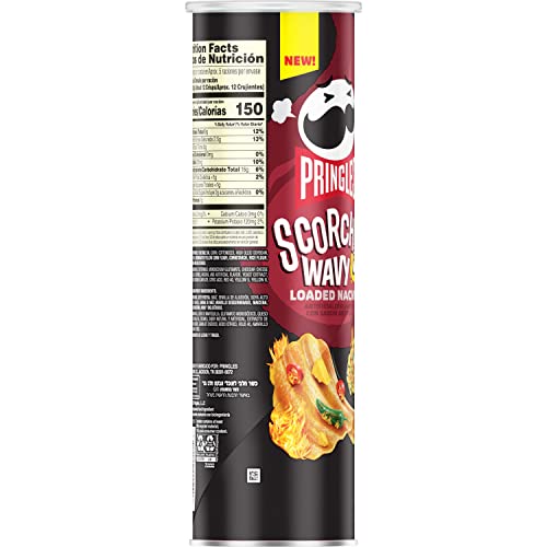 Pringles Scorchin Wavy Potato Crisps Chips, Lunch Snacks, Spicy...