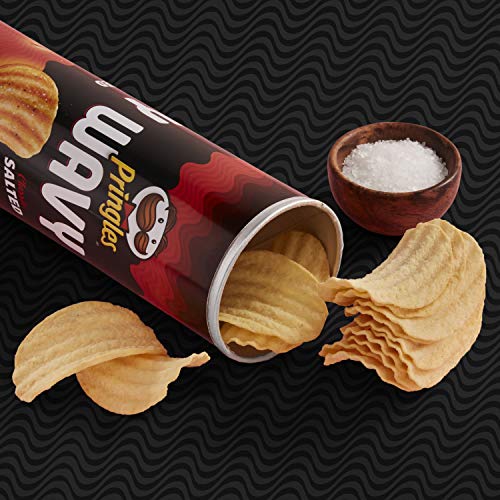 Pringles Wavy, Potato Crisps Chips, Classic Salted, 4.5Oz Can