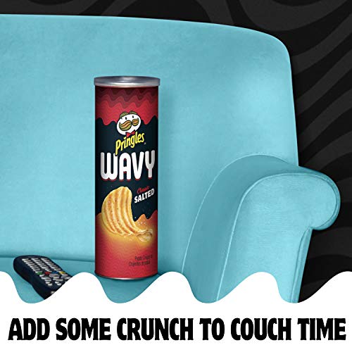 Pringles Wavy, Potato Crisps Chips, Classic Salted, 4.5Oz Can