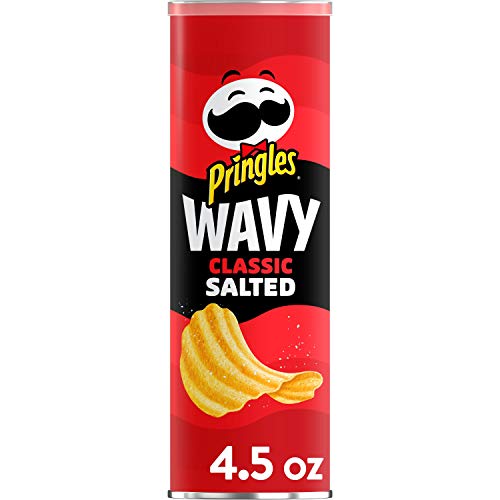 Pringles Wavy, Potato Crisps Chips, Classic Salted, 4.5Oz Can
