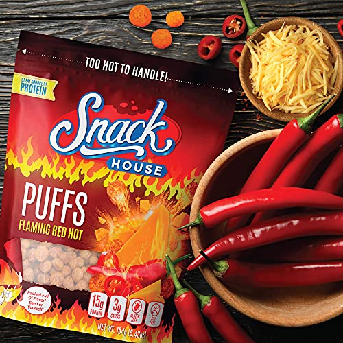 Flaming Hot High Protein Keto Puffs, Crunchy Flamin Healthy Snac