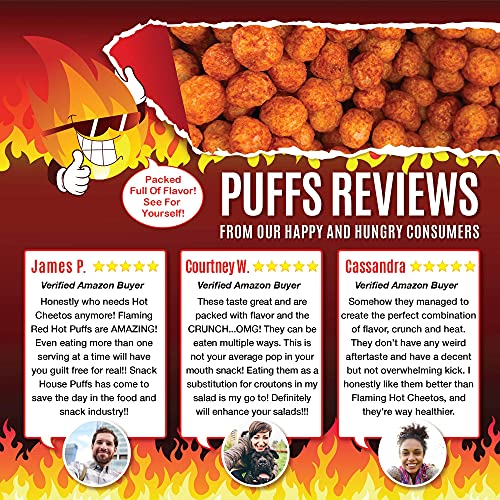 Flaming Hot High Protein Keto Puffs, Crunchy Flamin Healthy Snac