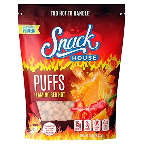 Flaming Hot High Protein Keto Puffs, Crunchy Flamin Healthy Snac