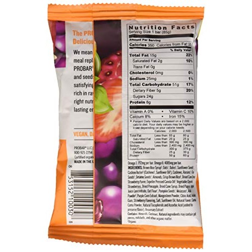 Probar - Meal Bar - Superfruit Slam - Organic Oats, Nuts, Seeds,